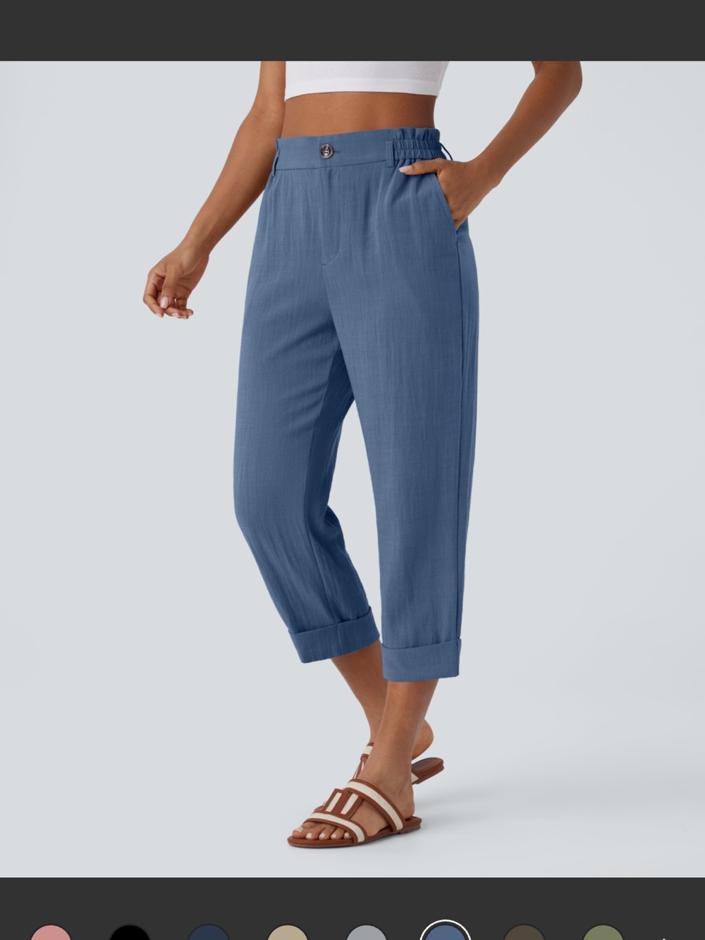 HALARA Cropped Relaxed Trousers in Slate Blue